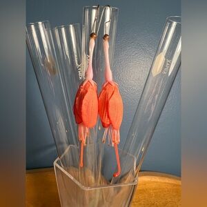 Faux fuchsia flower earrings